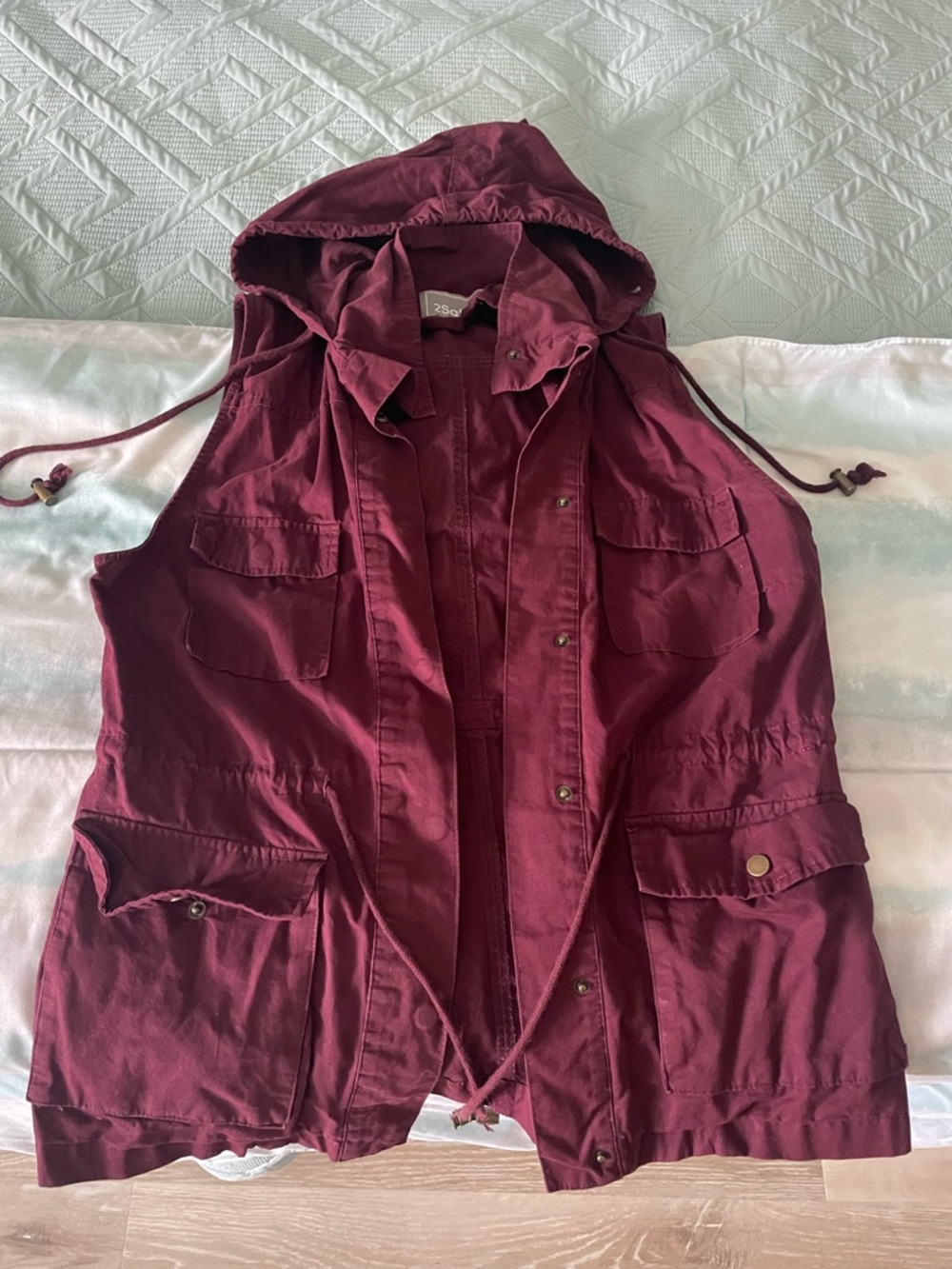 Women’s Hooded Utility Vest - Burgundy (Maroon)